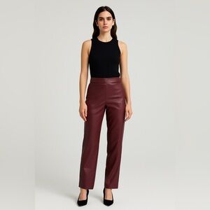 Ann Taylor Burgundy Faux Leather Straight Leg Pants Size 00